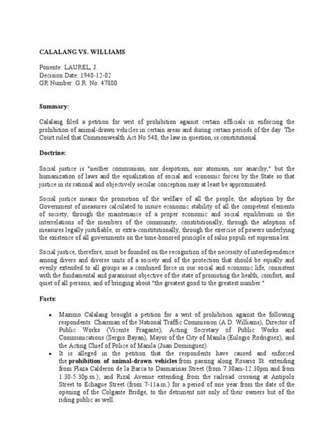 Calalang vs. Williams et al. .